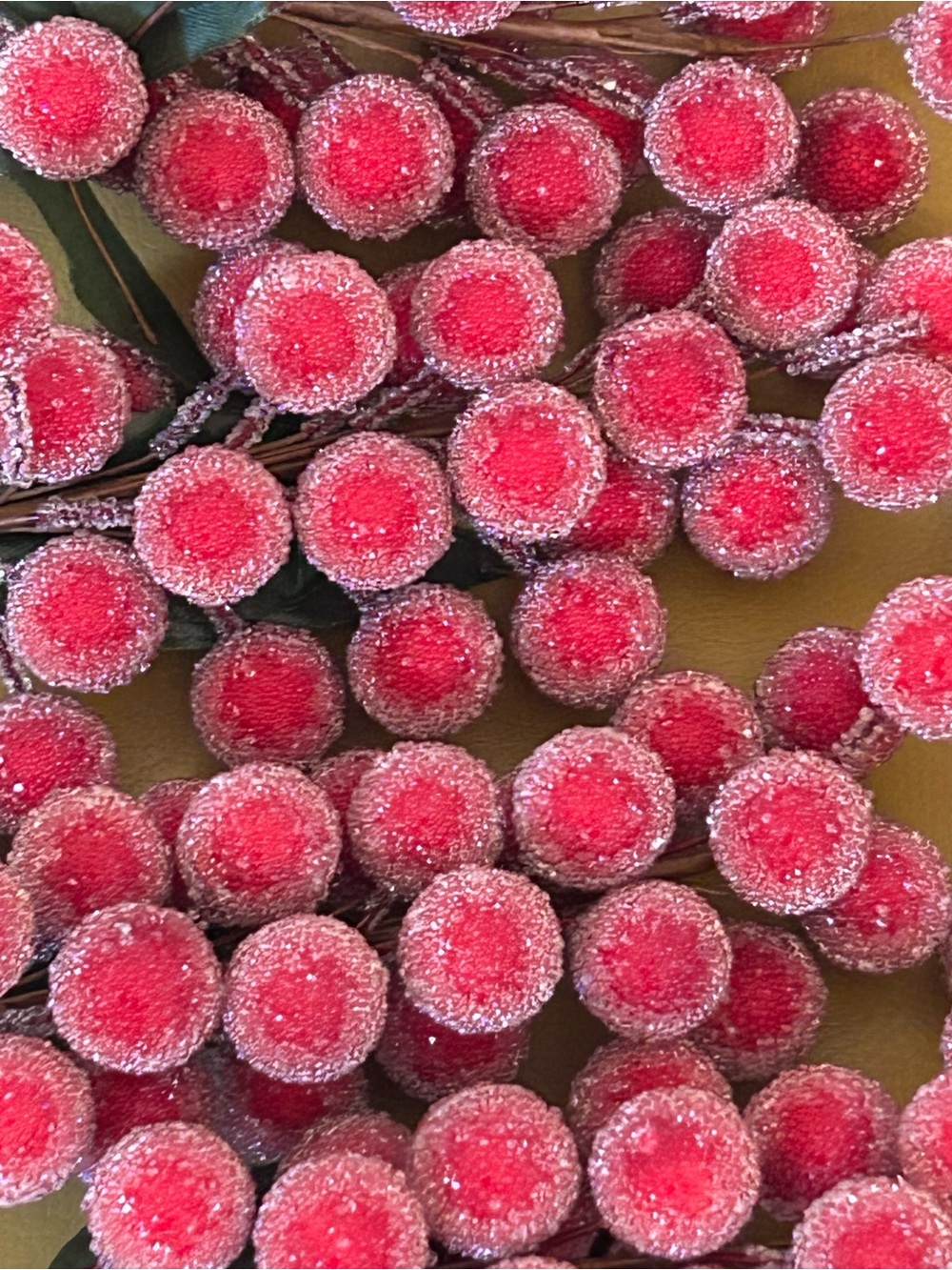 Faux Sugared Cranberry Picks 8 NEW craft Christmas Thanksgiving winter frost